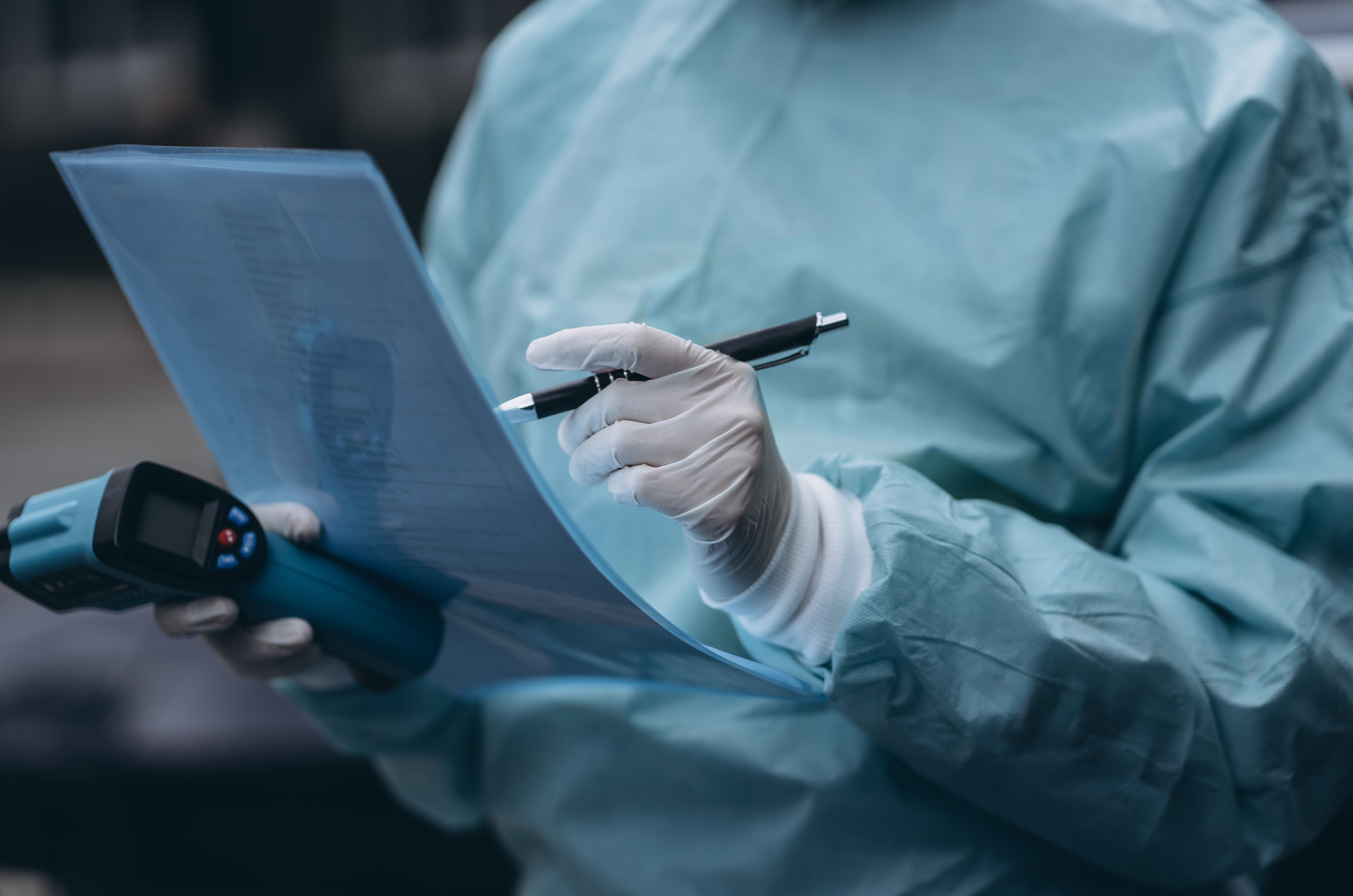Medical courier professional handling specimen
